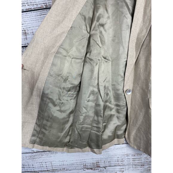 Jennifer Moore 100% Linen Blazer Jacket 12 Tan Neutral Minimalist Coastal Career - Picture 6 of 6